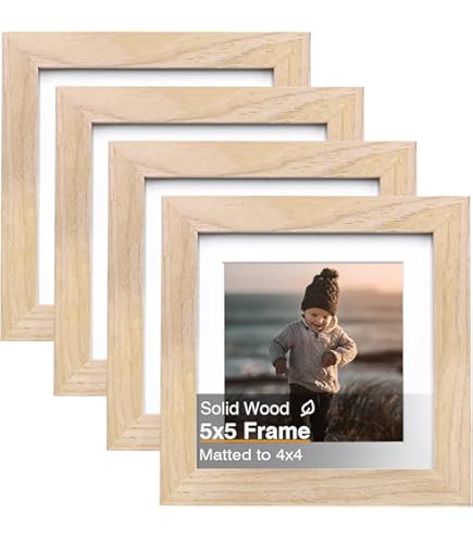 KINLINK 6x6 Picture Frames Natural Wood Frames with Acrylic